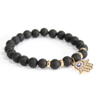Pulseira pedra lava - Ágata negra A Mãe M&M
